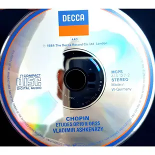 Vladimir Ashkenazy阿胥肯納吉-Chopin Etudes蕭邦24首練習曲輯德國全銀圈版無ifpi CD