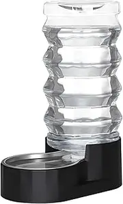 Sfozstra 9L Automatic Pet Waterer, 100% BPA Free, Stainless Steel Gravity Feeder, Convenient Drinking Water Dispenser Designed for Dogs and Cats (Black, 9L)