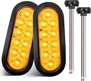Oyviny 6 Inch 10 LEDs Oval Amber Trailer Tail Lights W/Light Wiring 2PCS, Super Bright 6" LED Parking Turn Signal Lights with Flush Mount Grommets for RV Truck, Bus, Trucks,Marine
