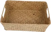 Mat Grass Woven Bread Basket Stylish Indoor Storage Container for Kitchen Living Decoration for Vegetables Sundries Natural Color