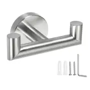 Double Towel Hook, Stainless Steel Coat Hook, Robe Hooks Brushed Silver