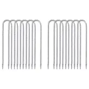 12 Pcs 12" Trampolines Wind Stake, U Shape Rebars Stakes, Silver Tone