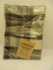 Carefree Permanent Press Soil Release 60/84 Tablecloth Brown Checker New!!!