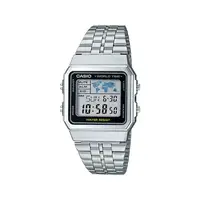 在飛比找PChome24h購物優惠-【CASIO 卡西歐】復古潮流全球地圖方形數位腕錶-百搭銀/