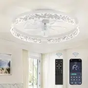 20 Inch Low Profile Ceiling Fans with Lights and Remote, Fandelier Ceiling