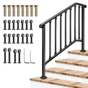 Outdoor Handrail, 4 Step Iron Stair Handrail,54" x 36" Fits 1 to 4 Steps