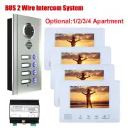 BUS 2 Wire Video Door Phone 7 Inch Intercom systems for home 1/2/3/4 Apartments