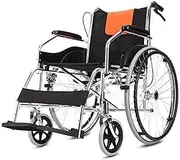 Elderly Wheelchair Lightweight Manual Self Propelled Wheelchair Folding Aluminium Travel Transport Chair w/Handbrakes and Leg Rests for Independence or Caretaker Convenience