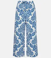 ['S Max Mara] 'S Max Mara Merano cotton wide-leg pants UK 12 blue