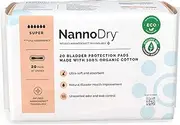 Natural Incontinence Pads - Organic Cotton Bladder Leakage Pads - Extra Large Pads for Incontinent Adults - Nannocare Super Dry (20 Count (Pack of 1) - 16" Long