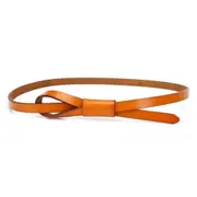 Thin Real Leather Women Belt Korean Casual Ladies Knot Belts for Dresses Autumn Camel Self Tie Strap Accessories