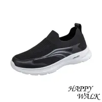在飛比找momo購物網優惠-【HAPPY WALK】網面休閒鞋/透氣網面飛織流線設計套腳