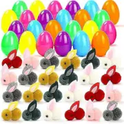 24pcs Filled Easter Eggs Filled With Plush Bunny Toys For Easter Eggs Hunt, Easter Basket Stuffers Fillers, Easter Classroom Prize Supplies