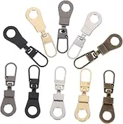 DOITOOL 10pcs Zipper Pull Replacement Tabs Removable Zipper Sliders for Backpacks Handbags Purses Durable Matte Bright Deep Light