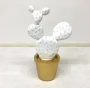Modern Home Decore White Cactus with golden Jar Figurine Living Room Decoration