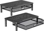 2 Pack Monitor Stand Riser with Drawer, 3 Height Adjustable with Larger Storage