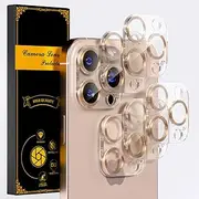beuxece for 6 Pack iPhone 16 Pro/iPhone 16 Pro Max Camera Lens Protector [Drop Protection] [Case Friendly] [Easy Installation] 9H Tempered Glass Camera Screen Protector Cover, CD Gold