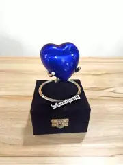 Urn Cremation for Ashes Keepsake Blue Heart Urn with Black Box and Iron Stand Mi