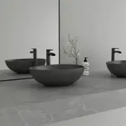 CASAINC 21 in Bathroom Egg-shaped Concrete Vessel Sink Bowl Basin With Drainer
