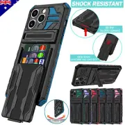 For iPhone 16 15 14 13 12 11 Pro Max XR 8 Plus Case Shockproof Cards Slot Cover