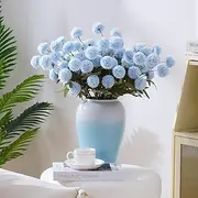 CHICNOOK Faux Kiku Flower,Blue 12 Stems Slik Small Chrysanthemum Flowers, Artificial Pompon Mums for Spring Floral Arrangements, Aesthetic Room Decor,Table Centerpieces,Wedding,Bouquet,Vase