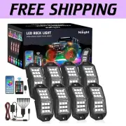RGB Rock Lights Kit - 8 PCS Wide Angle LED Wheel Well Lights with Remote Control
