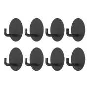 8pcs Self Adhesive Hook Stainless Steel Loofah Robe Towel Wall Hooks, Black