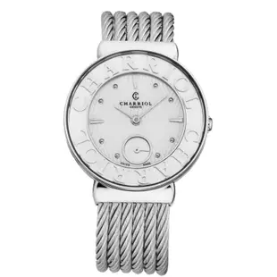 夏利豪CHARRIOL NEW銀色波紋可拆式鎖鍊腕錶ST30SC560017（30㎜/珍珠母貝