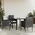Garden Dining Set Black Steel Cushion Cream White 5 Piece Outdoor 3313