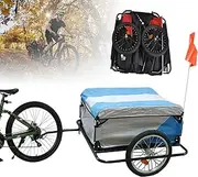 Bike Cargo Trailer - 60kg Load Capacity, Bicycle Wagon Trailer, Foldable Oxford Fabric Bicycle Trailer, for Moving Houses, Camping, Shopping,Black+Red