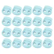 40Pcs 5mm Plastic Cord Locks Double Hole Spring Toggle Stopper, Lake Blue