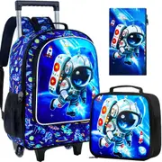 Boys Rolling Backpack With Lunch Bag