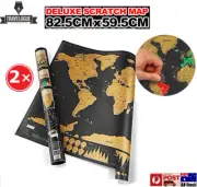2× Deluxe Large Scratch Off World Map Personalized Travel Poster Atlas Decor