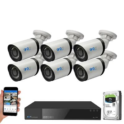 8 Channel NVR 6 5MP H.265+ PoE IP Microphone AI Bullet Security Camera System