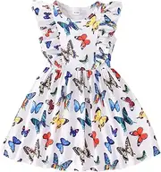 [NUBEEHOHO] Little Girls A-line Dress Cute Leopard Mermaid Pattern Ruffle Sundress Toddler Girl Casual Dresses for Party 2-7Y