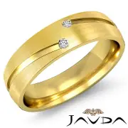 2 Round Bezel Diamond Half Eternity Wedding Men Band Ring 14k Yellow Gold 0.26Ct