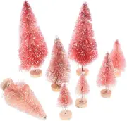 DECHOUS 8Pcs Artificial Mini Christmas Trees Miniature Glitter Pine Trees Sis...