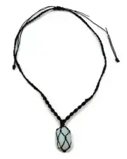 Necklace Woven in Macramé Thread and Natural Moonstone Andean Mountains Cusco