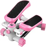 Mini Stair Stepper Adjustable Height with Resistance Bands and LCD Monitor - Up-Down Stepper for Living Room Office Gym,