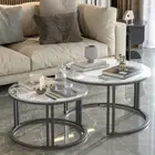 2X Aesthetic Nesting Coffee Tables Sofa End Table Aluminium Leg fr Outdoor Patio