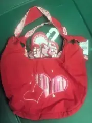 NWT valentines day red hearts 2 pcs lot purse korkers curly ponytail hair holder