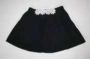 New Gymboree Girls 4 year Skirt Black w Daisy Flowers Applique on Waist Pull On
