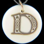 Touchstone Pottery Celtic Initial "D" Porcelain Necklace