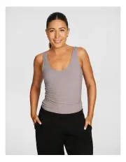 [Rockwear] Rib V Neck Almond in Brown