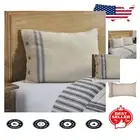 King Size Reversible Blue Ticking Stripe Cotton Pillow Sham for Farmhouse Style