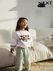 Green Stripe Sweatshirt and Printed 100% Cotton Wide Leg Joggers Set (3mths-7yrs) (E54953) | $37 - $46