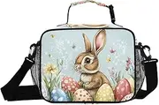 Insulated Lunch Box Rabbit Easter Egg for Women Men - Ideal for Work, Picnics - Includes Adjustable Shoulder Strap