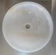 White Onyx Round Basin - Handmade White Onyx Stone Countertop Wash Basin - Elegant High-Gloss Finish Vessel Sink for Bathroom or Washroom - Easy to Clean - 40 cm Diameter & 14 cm Height