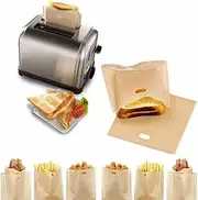 Aoyathrive 8 Pack (3 Sizes) Reusable Toaster Bags, Portable Non Stick Washable Bread Toast Bags for Microwave Toastie Sandwich Maker for Sandwiches, Chicken, Nuggets, Panini and Garlic Toasts