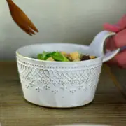 Mashiko-yaki French Lace Soup Cup Matte White (Cup Free Cup), styli From Japan